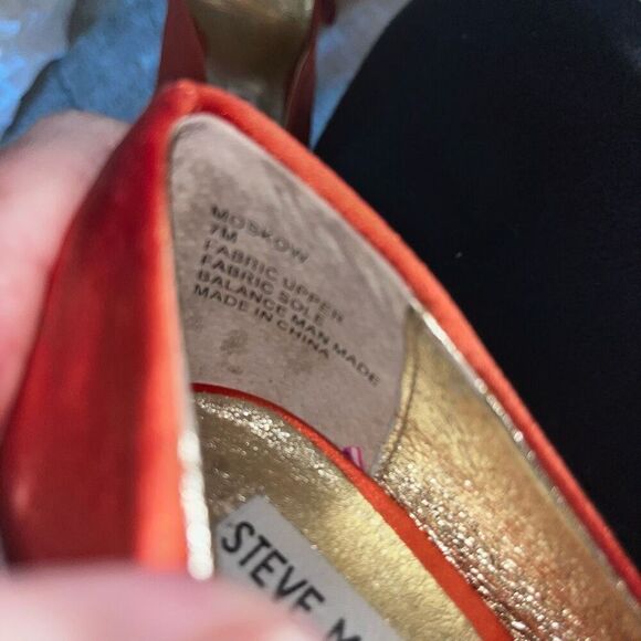 Steve Madden Moscow orange fabric and silver healed stilettos 7 - Picture 9 of 9